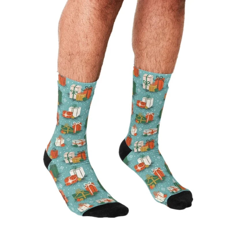 

Забавные мужские носки, винтажные рождественские подарки, мужские счастливые носки в стиле хип-хоп с рисунком, милые мужские сумасшедшие но...