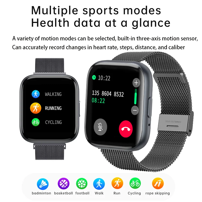 

Smart Watch Men Bluetooth Call Can Sport Fitness Tracker Pedometer Watches Heart Rate BP Women Fashion Smartwatch Supports Phone
