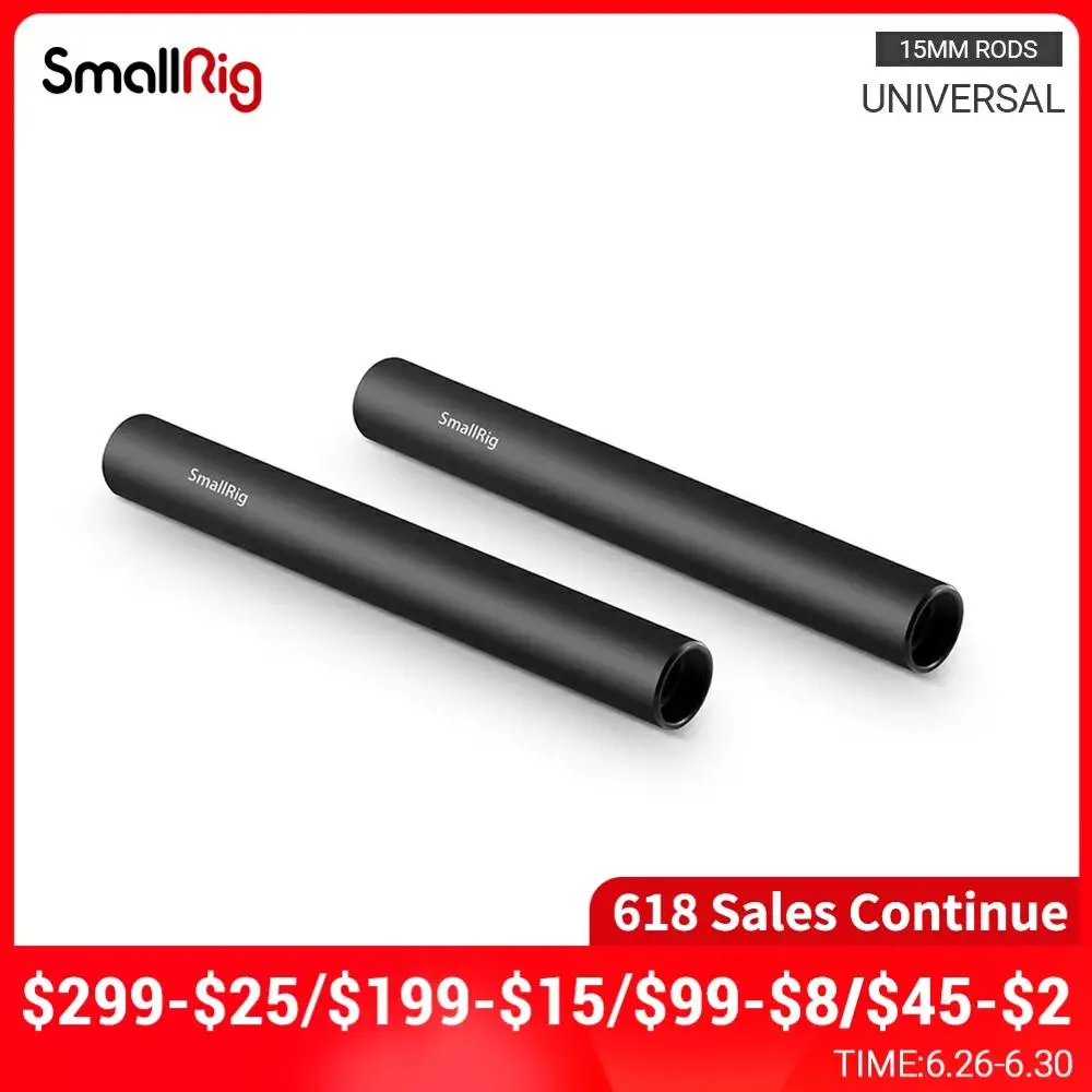 SmallRig Черный алюминиевый сплав 15 мм стержень для камеры 10 см 4 дюйма (пара пар)