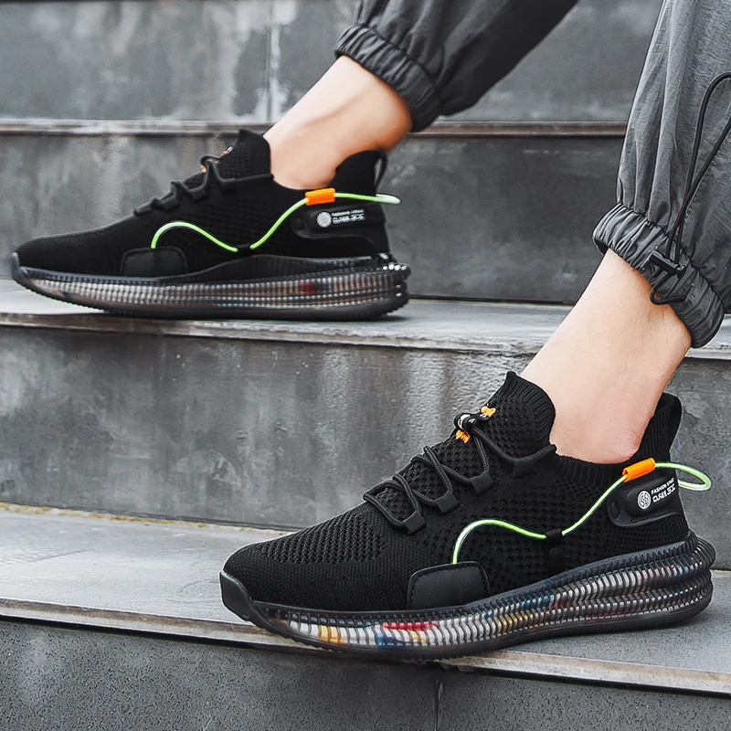 

2020 INS Hot Rainbow Sole Running Shoes Fashion New Wild Comfortable Tide Sports Shoes Breathable Mesh Cushioning Men's Sneakers