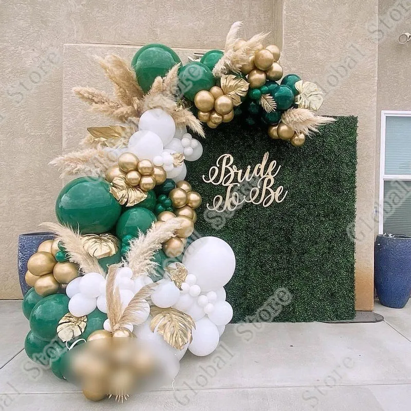 Globos de l&aacute;tex dorados, blancos, dobles, verdes y negros, guirnalda para ARCO, boda, cumplea&ntilde;os, graduaci&oacute;n, Baby Shower, decoraci&oacute;n para el hogar, 124 Uds.-0