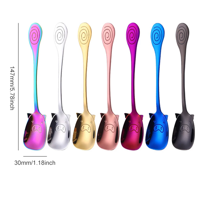 

Cute Pig Shape Ice Cream Spoon 304 Stainless Steel Teaspoon New Creative Dessert Spoon High-quality Tableware Birthday Gift