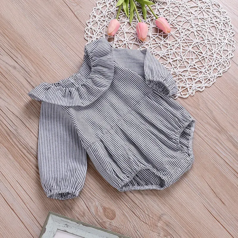 Милые Боди в полоску с длинными рукавами для новорожденных девочек милый