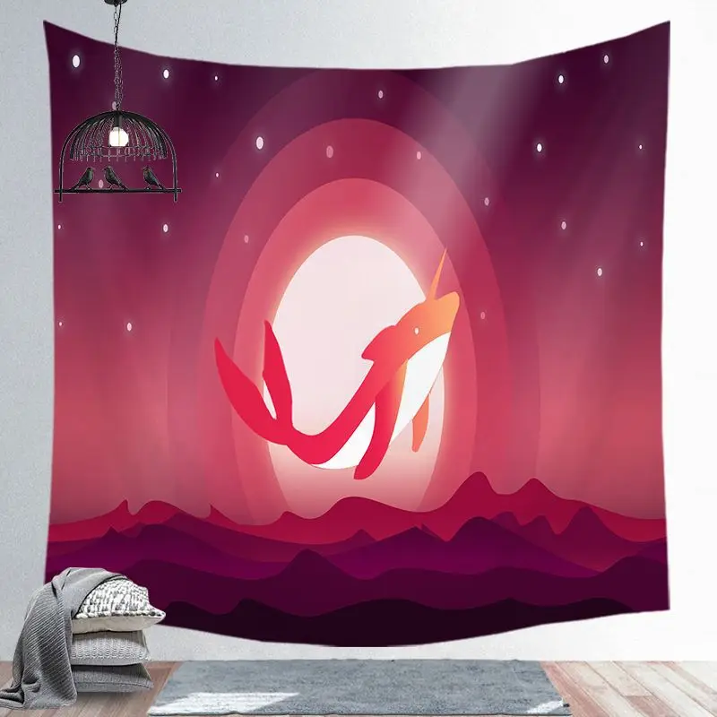 Горячая Pin подвесная ткань Луна гобелен расшитый звездами печать настенная рамка