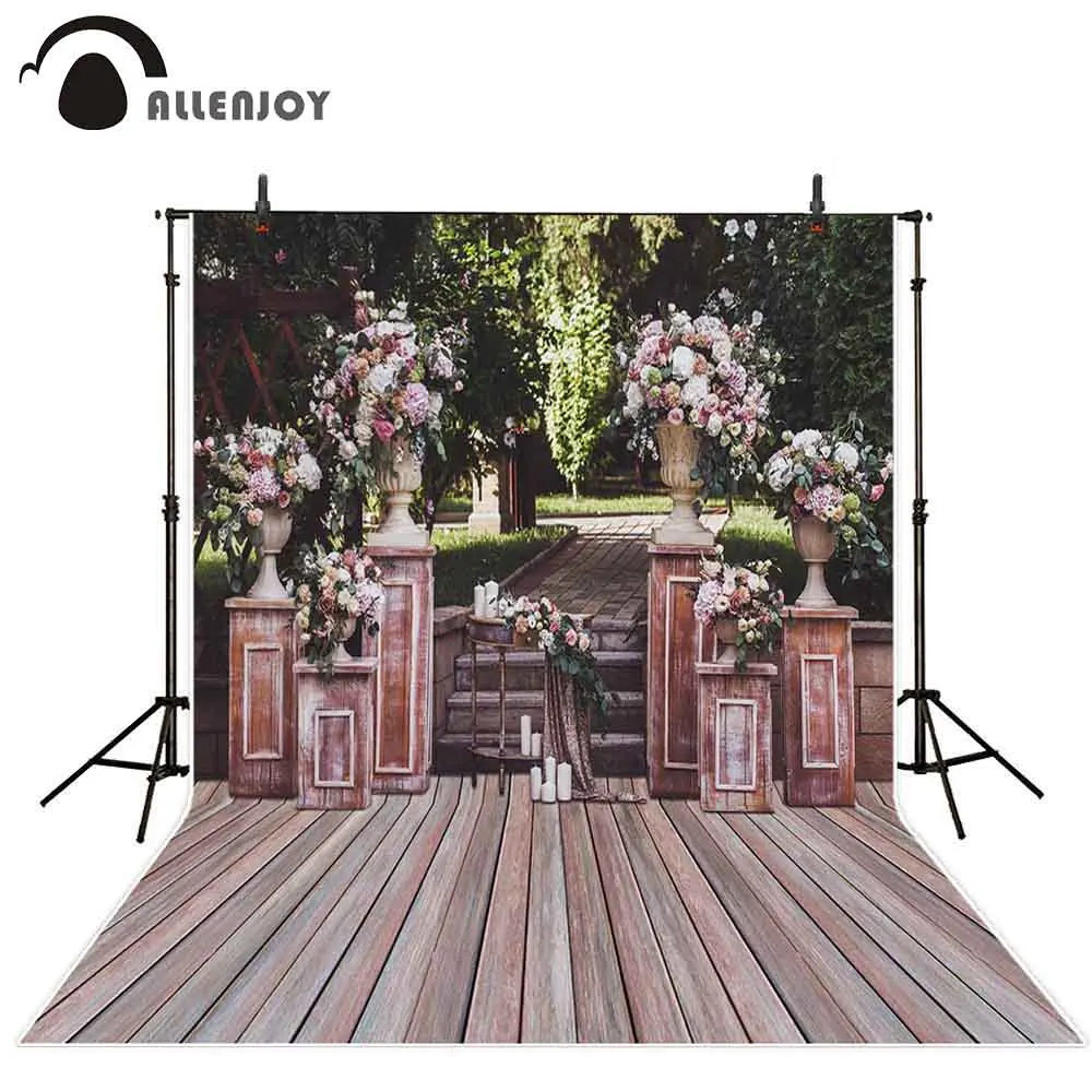 Фотофон Allenjoy фоны для свадебной сцены Весенний сад деревянный пол цветок дерево