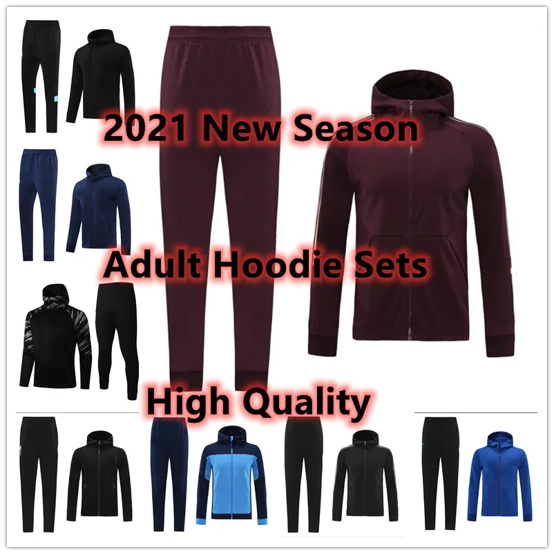 

2021-22 new Men's Soccer Hoodie Jacket Coat Hooded Training Tracksuit Sports Shirts Sets Sweater adult Survetement jogging kits