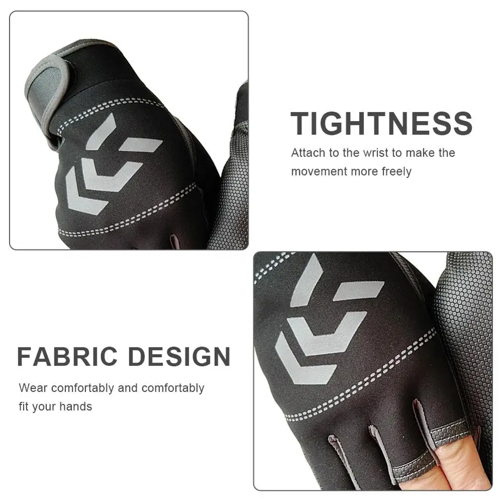 

1 Pair Fishing Gloves Men Women Outdoor Fishing Anti-slip 3 Cut Finger Sports Fish Equipment Angling SBR Gloves