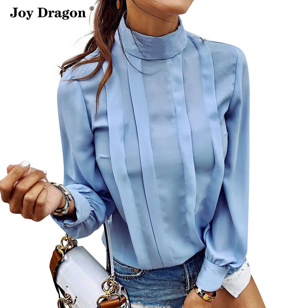 Женский топ с длинным рукавом новинка 2020 женская рубашка высоким воротником