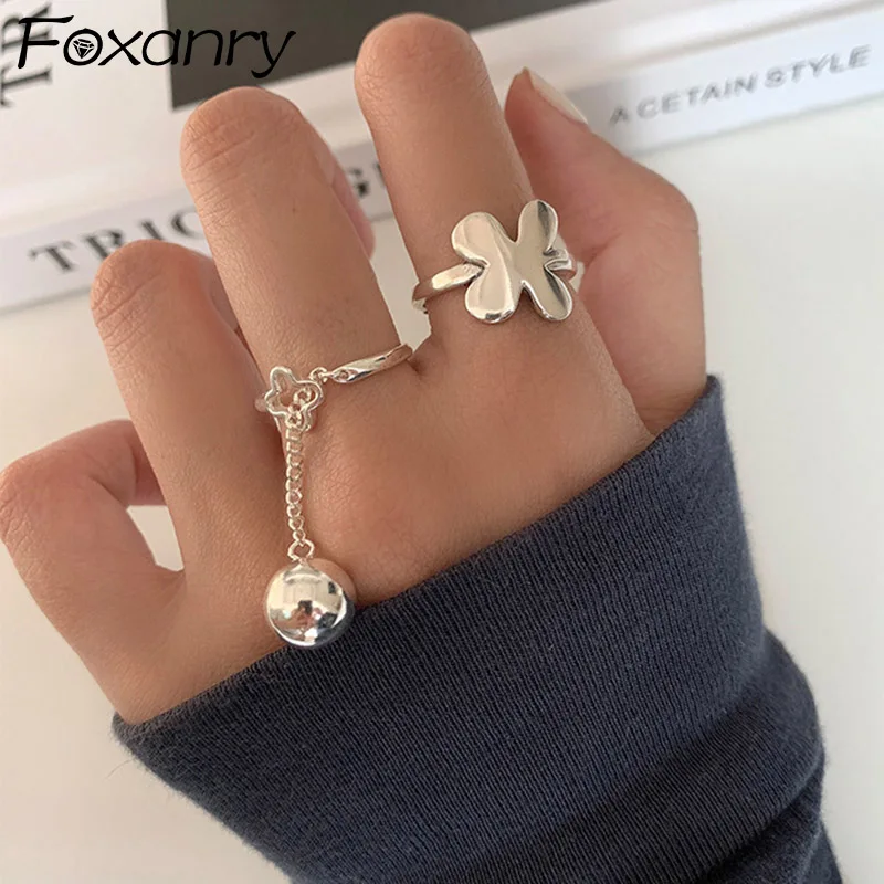 Foxanry 925 кольца в форме бабочки с маркером модные креативные Подвески кисточкой и