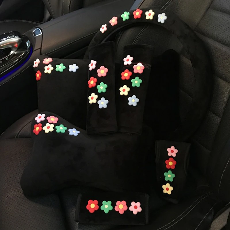 С принтом в виде цветов и авто подушка на шею для автомобиля Безопасность
