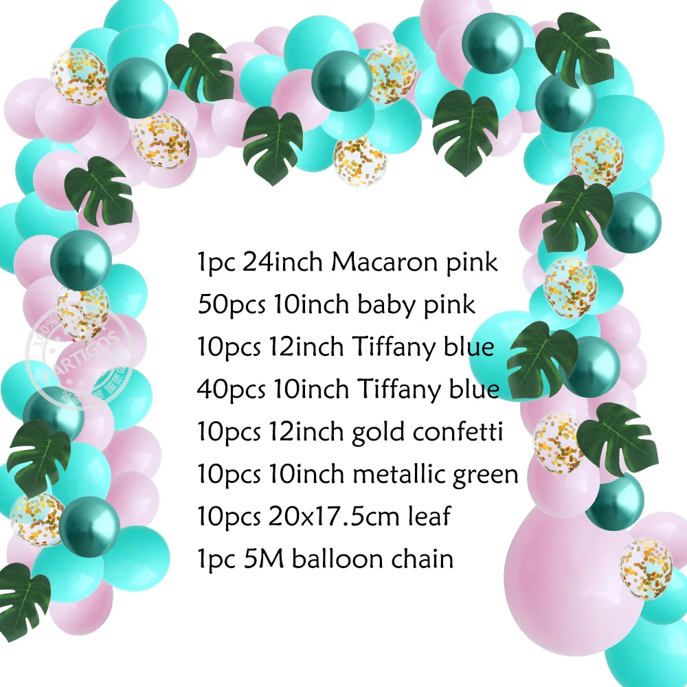 132 шт./лот Тиффани синий детский розовый зеленый латексный шар гирлянда арочный
