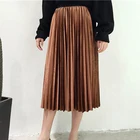 Винтажные юбки с высокой талией, Женская плиссированная юбка, металлическая Корейская стильная модная летняя юбка, повседневная юбка средней длины размера плюс XXXL