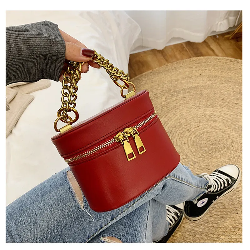 

Мини-сумка-ведро с цепочкой для женщин 2020 Новые Модные Сумки из искусственной кожи через плечо Sac A Main Femme дизайнерская сумка через плечо Bolsos ...