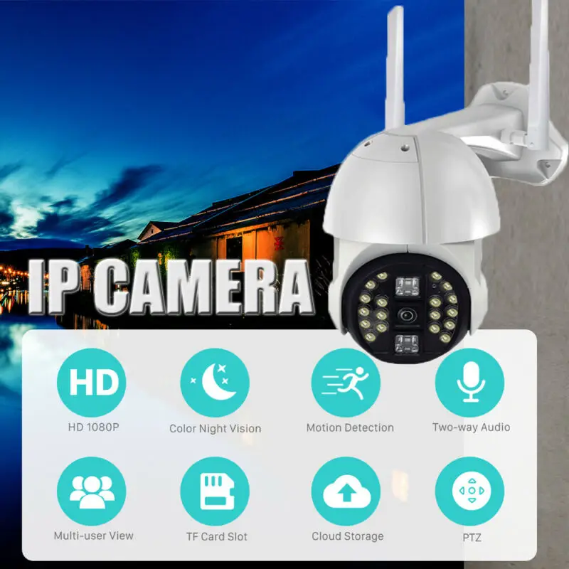 1080P HD IP CCTV камера водонепроницаемая наружная WiFi PTZ беспроводная ИК безопасности