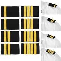 1 pair costume decor epaulettes captain pilot uniform epaulets gold stripes bars shape shoulder badges shirt decor diy accessori