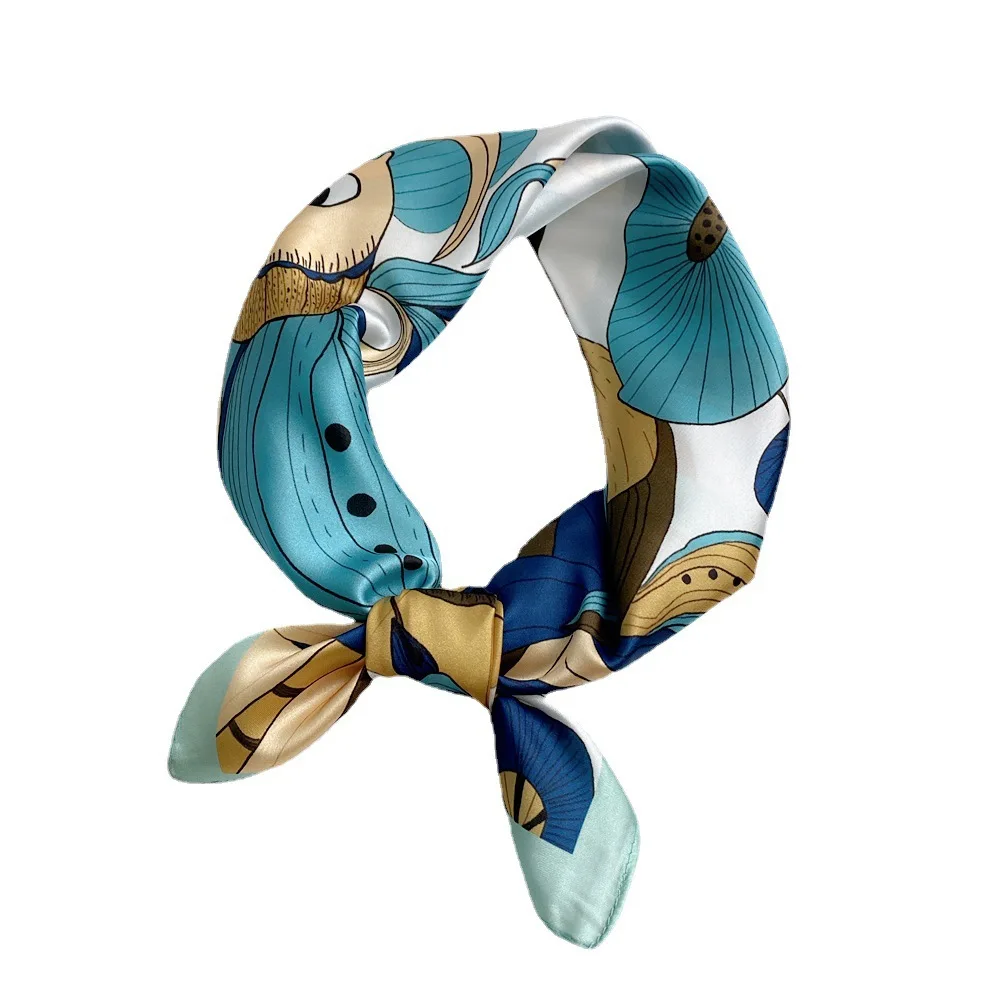 

53cm Classic Animal Cat Silk Scarf 2021 Fashion Women Square Scarves Bandanna Headband Neck Tie Band Professional Neckerchief