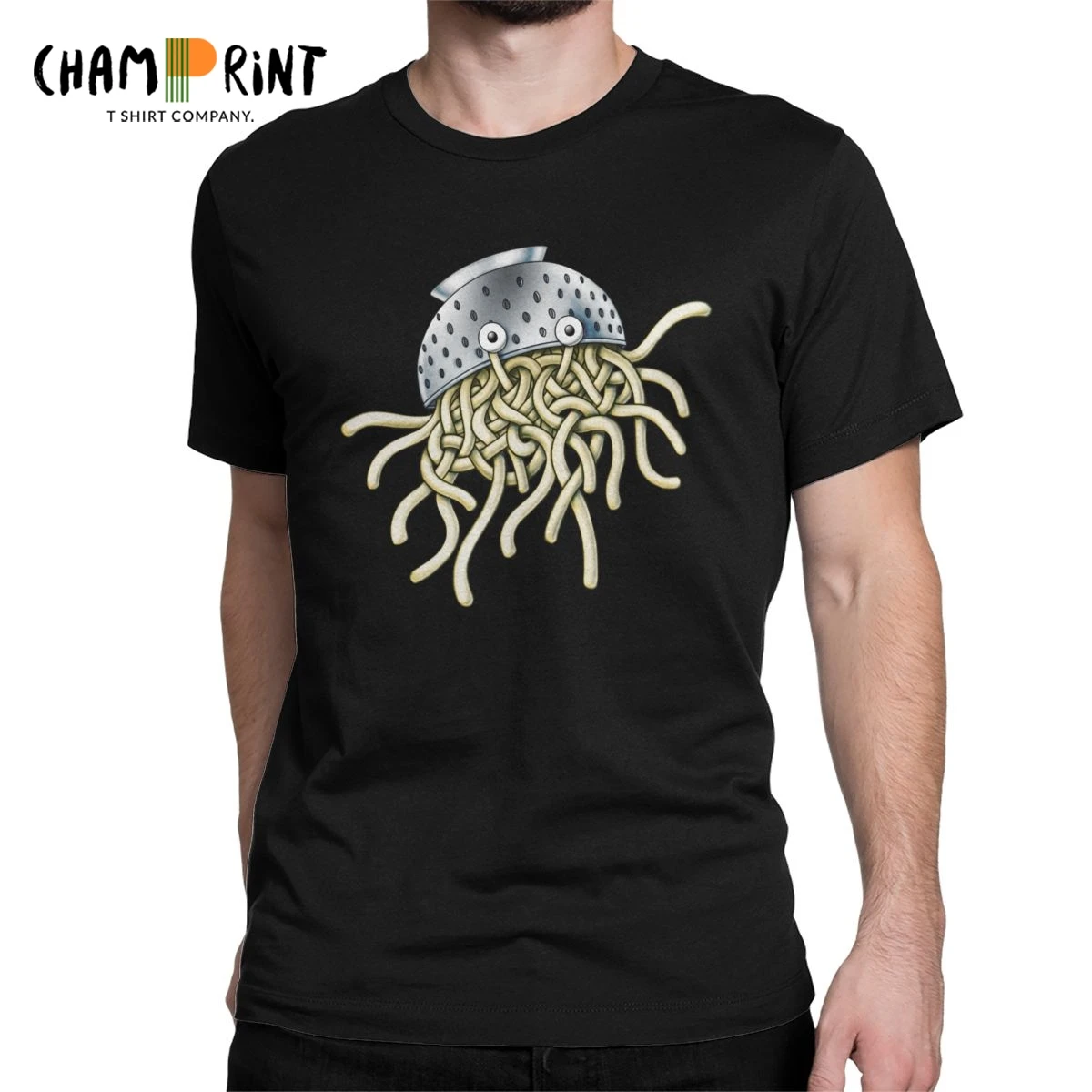 

Flying Spaghetti Monsterism Monster With Colander T Shirts Men Funny T-Shirt Pastafarianism Fsm Religion Church Tees 5XL