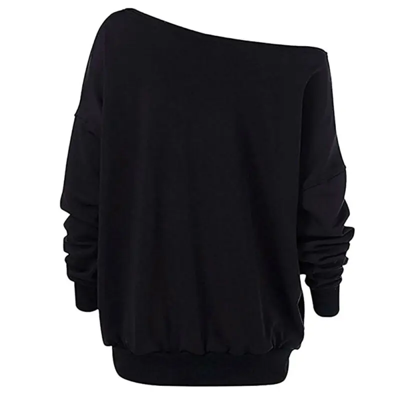 

Women Long Sleeve One Shoulder Print Pullover Sweatshirt Baggy Casual Jumper Top