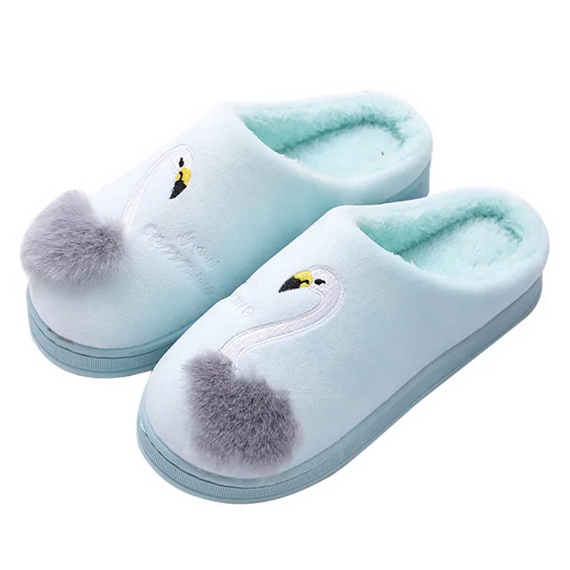 HEFLASHOR/2019 г. милое животное Фламинго тапочки зимние теплые меховые шлепанцы Zapatillas