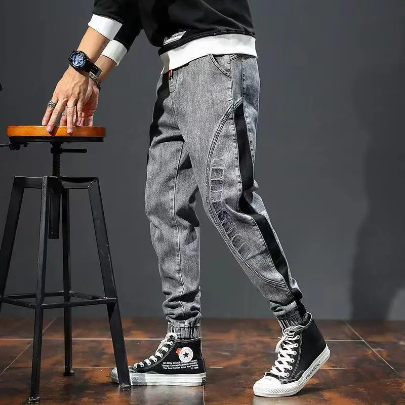 

Spring and summer stretch jeans man hailun big fat loose Korean version trend go with everything thin bundle foot trousers male