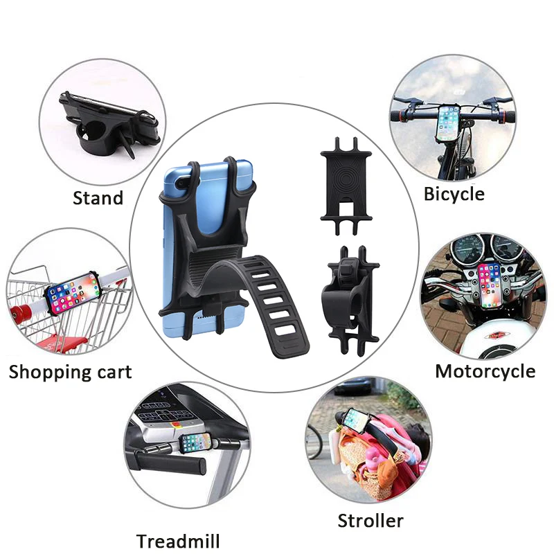 

Bicycle Silicone Phone Holder Bicycle Handlebar Mount Holder Rubber Cell Phone GPS For iphone 12 Pro Samsung Bike Phone Holder