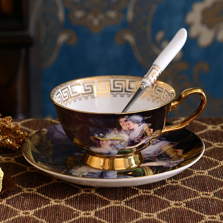 Костяной фарфор керамика набор чайных кофейных чашек креативный антикварный