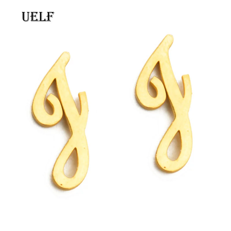 

Uelf алфавитные Серьги Стад Серьги крошечные прекрасный Alphabat с буквой «J», серьги для женщин и девочек дети персонализированные ювелирные изделия