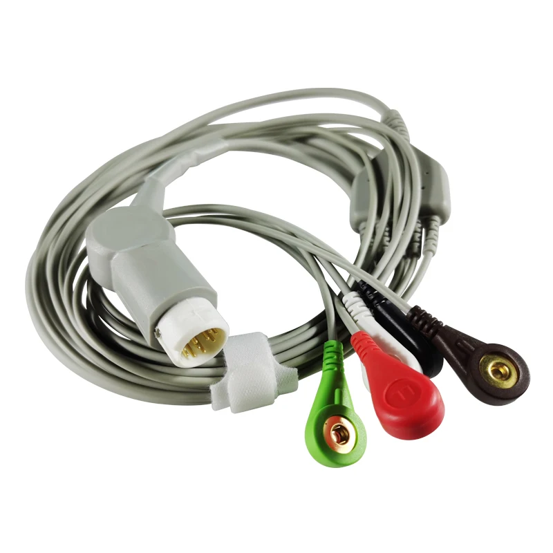 

ЭКГ-кабель один кусок 5 проводов 12-контактный разъем 4,0 стандарт AHA для монитора пациента Philips