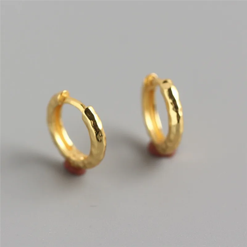 Золотой цвет ying Vahine 925 Sterling Silver Baroque-style Round Stud Earrings for Women - Окраска металла: Золотой цвет