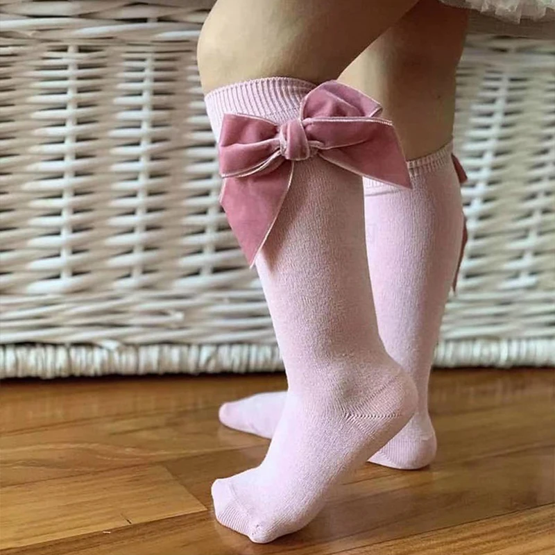 

Autumn Winter Baby Girls Cotton Socks Bows Long Sock Kids Knee High Soft Spanish Children Sock Toddlers Infant Socks