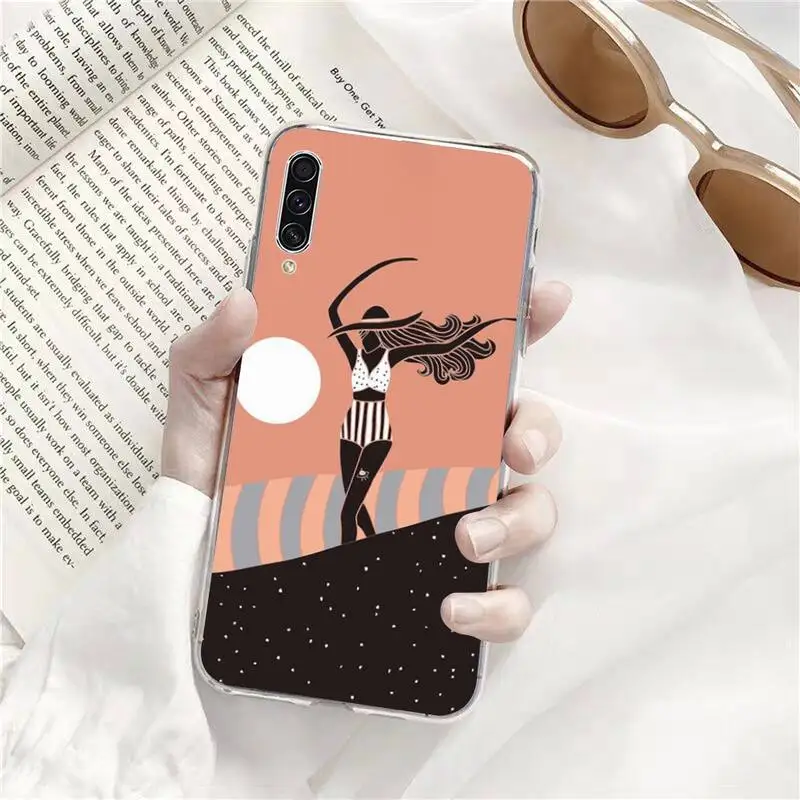 

surfing art surf Girl Phone Case Transparent for Samsung s9 s10 s20 Huawei honor P20 P30 P40 xiaomi note mi 8 9 pro lite plus