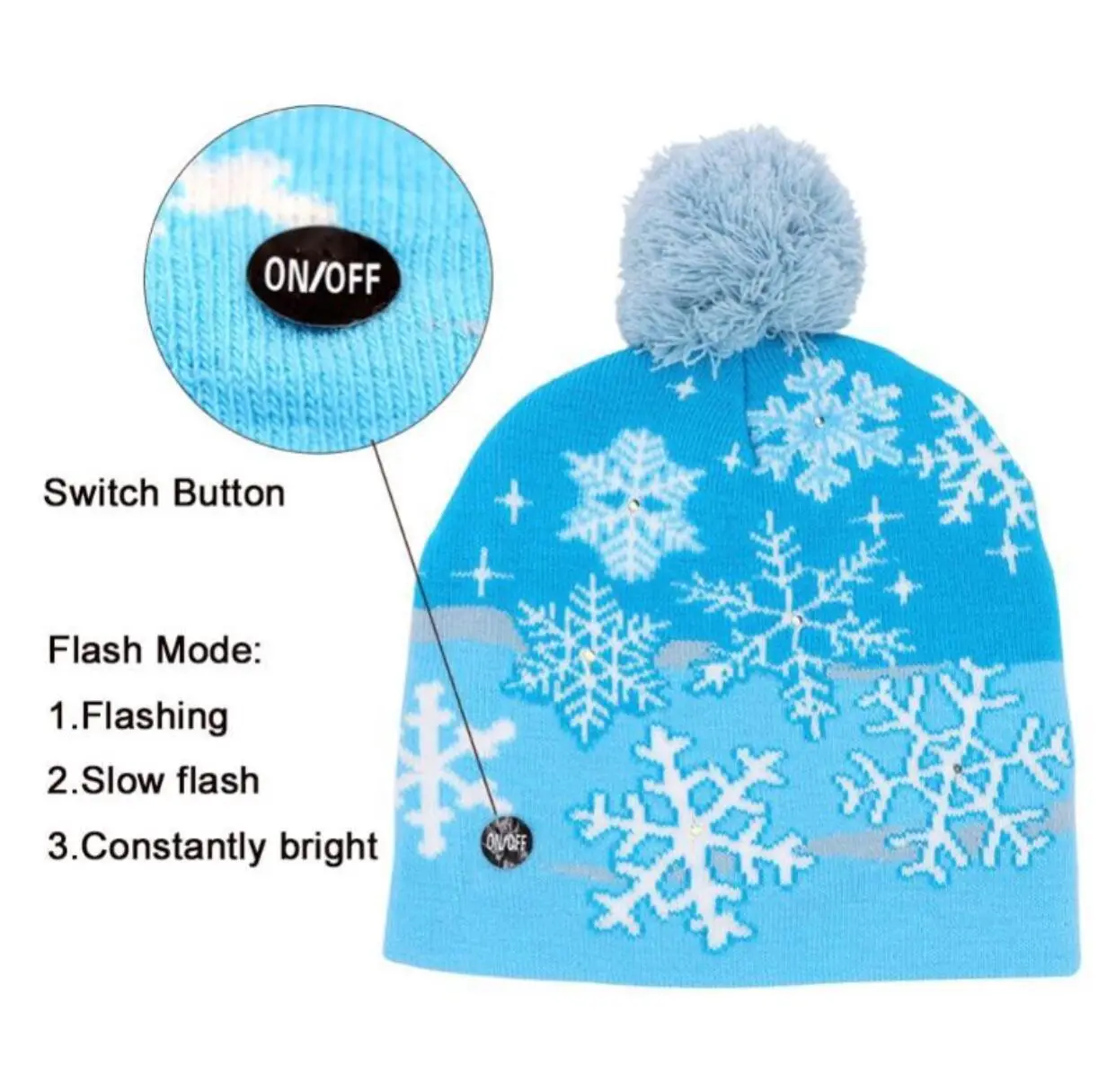 

1000pcs Seamless Jacquard LED Christmas Knitted hat