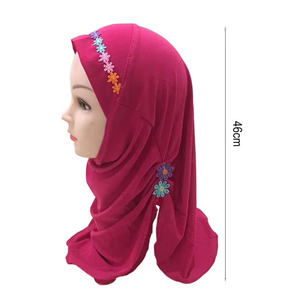 

Headscarf National Style Cute Kids Sun-protection Bright Colors Floral Scarf for Christmas Handmade Small Flower Kids Scarf