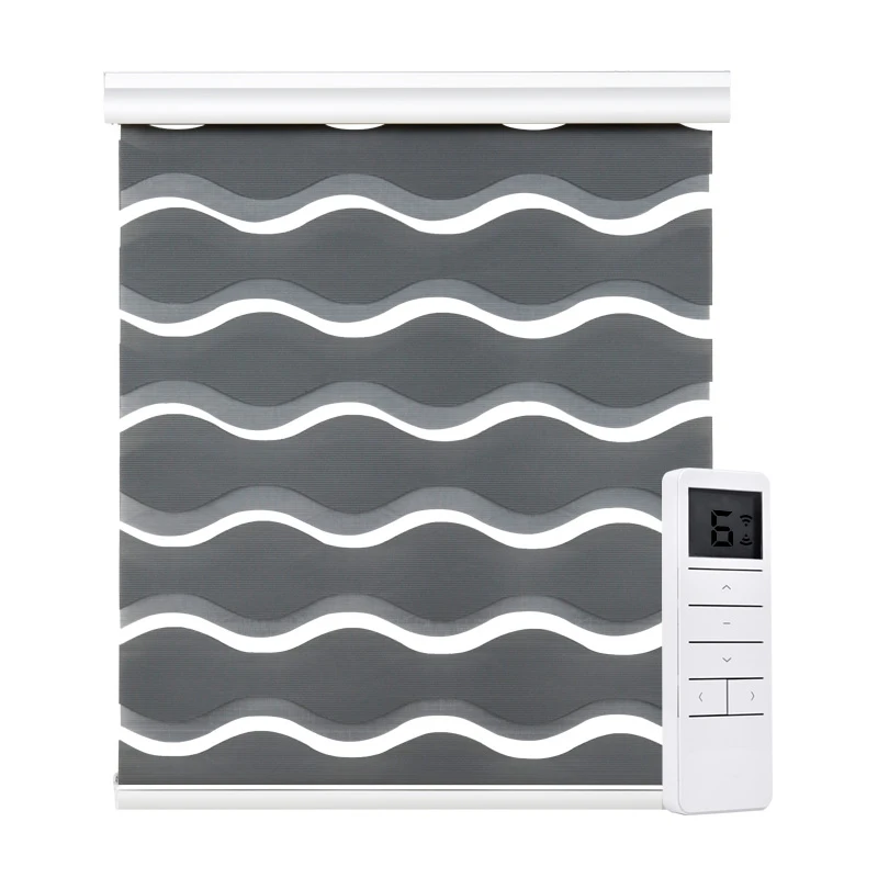 Умные моторизованные жалюзи модные волнистые тканевые 50% ~ 85% затемняющие зебры с