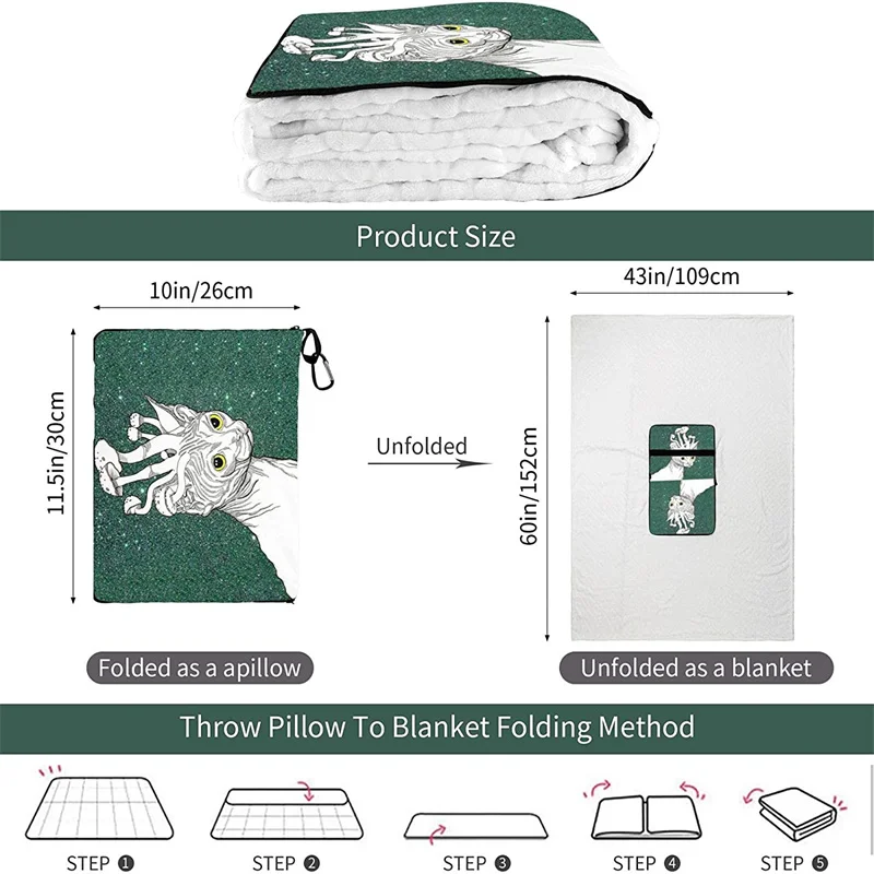 vender Gato Cogumelo Psychedelic Animal Viagem Travesseiro Cobertor Dois-em-um Mochila Cinta E Compacto Avião Saco Cintura Apoio