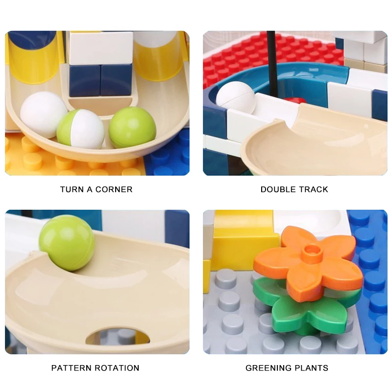

Marble Race Run Blocks Plastic Funnel Slide Big Size Duploed building blocks DIY Assembly Bricks Toys Compatible For kids Gift