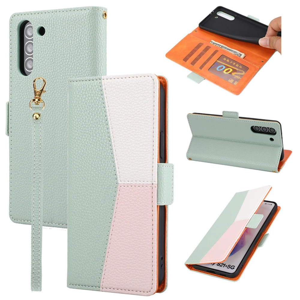 

Splice Flip Wallet Case for Samsung Galaxy S21 Ultra S 21 Plus 5G Luxury Case Leather Texture Card Cover for Galaxy S21 Funfas