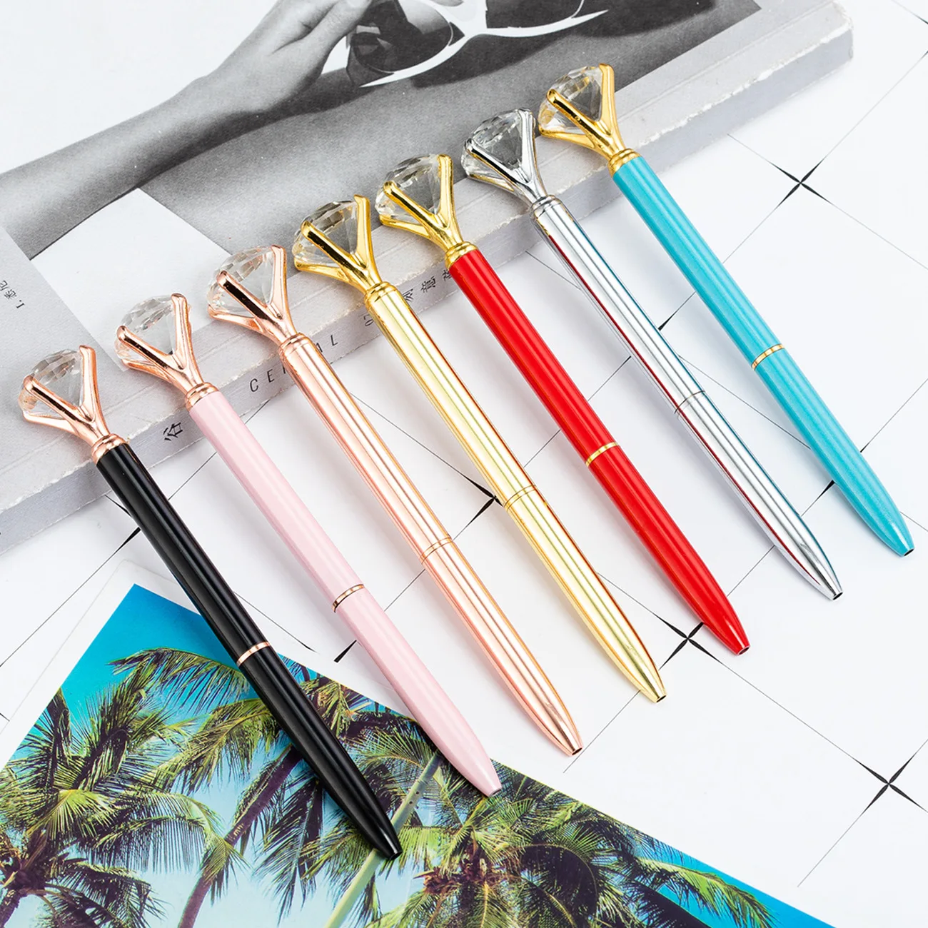 

Biros custom metal large diamond pen advertising biros creative diamond pen stationery wholesale metal pen