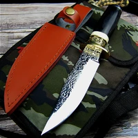 germany dc53 steel hunting knife forging mirror light sharp tactical straight knife collection ritual knife leather cases