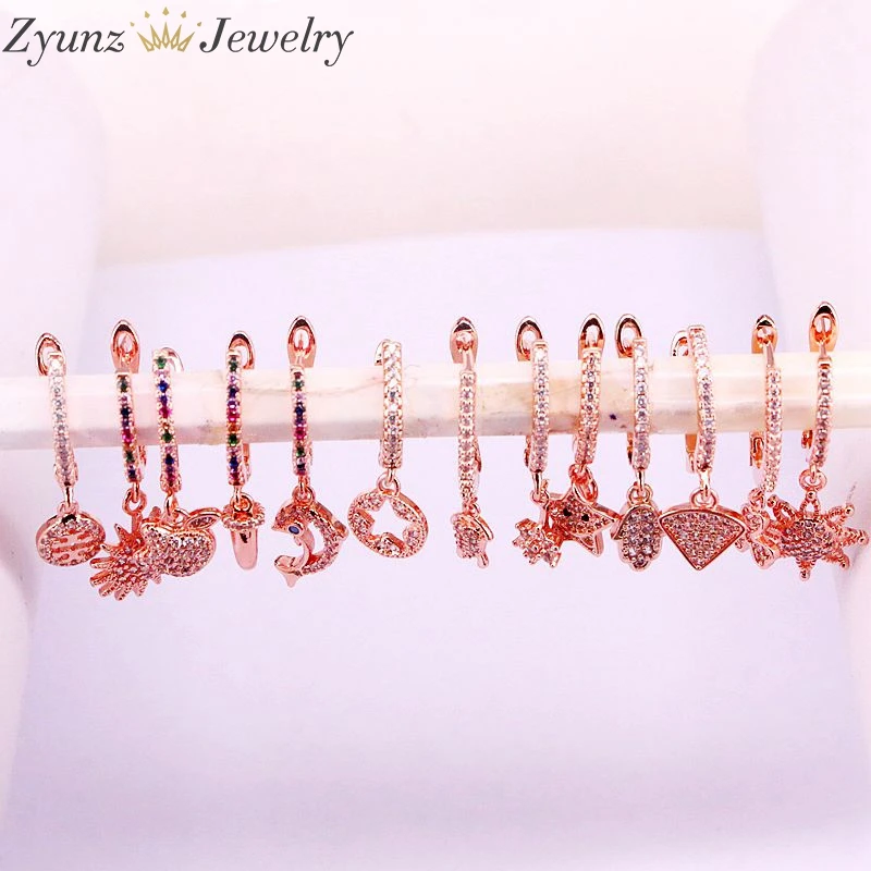 10 пар Звездные Серьги кольца с крестиком для женщин розовое золото маленькие