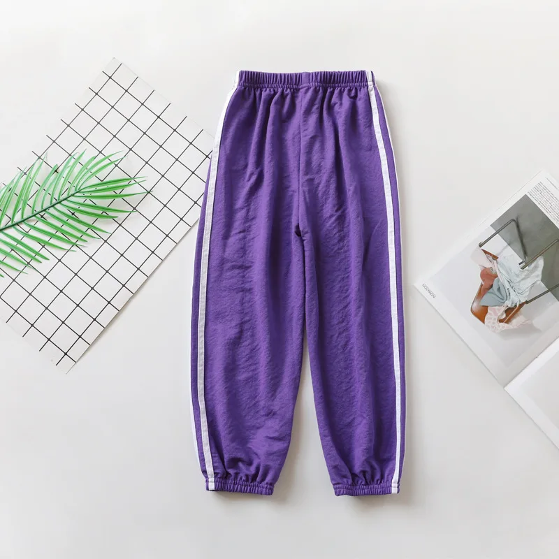 Летние штаны для девочек детские брюки в полоску маленьких мальчиков хлопковые