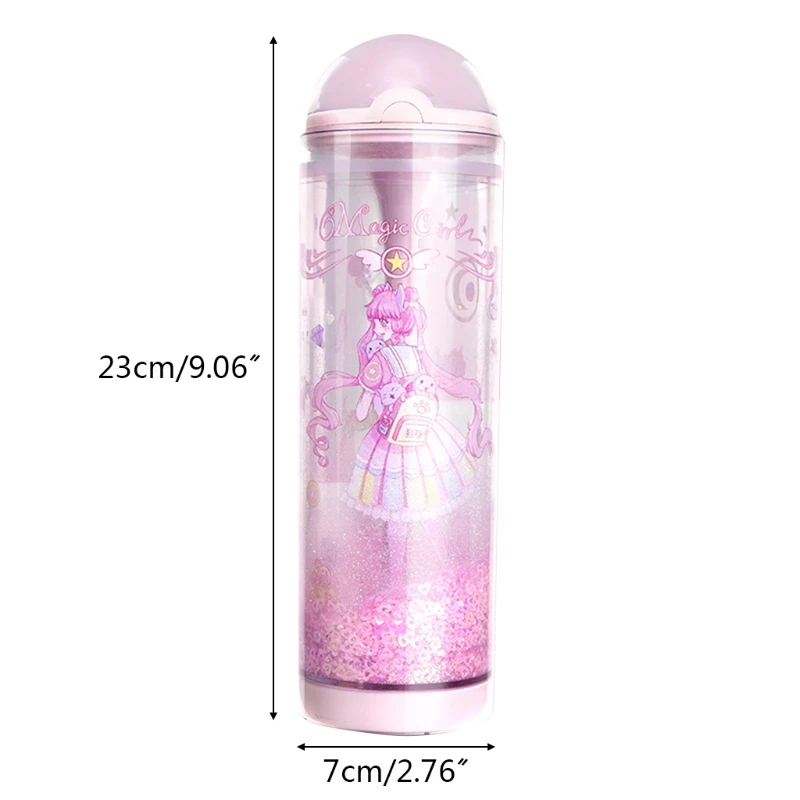 

Kawaii Tumbler Quicksand Lifting Standing Pencil Box Case Large Capacity Pen Holder School Office Supplies