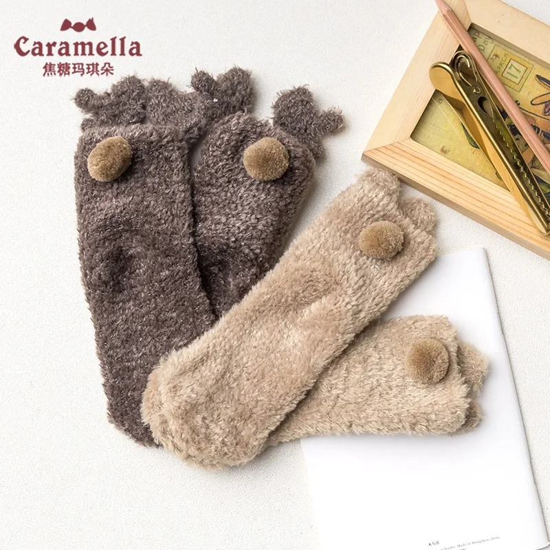 Caramella/зимние толстые детские носки для малышей Забавные милые теплые с рисунком