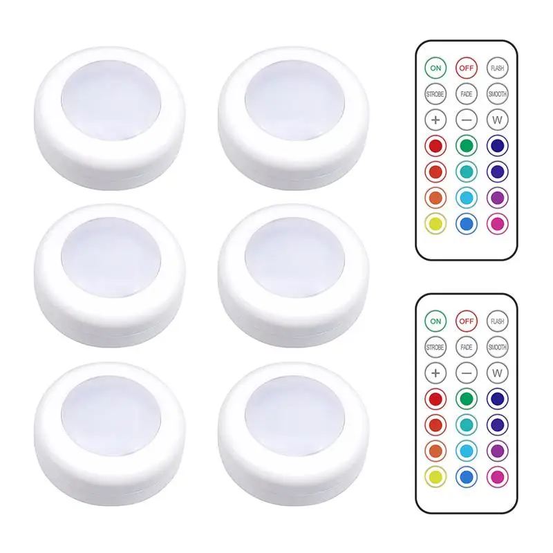

LED Puck Light Remote Control Dimmable Wireless Touch Sensor Battery Operated Portable Kitchen Hallway Closet Cabinet Night Lamp
