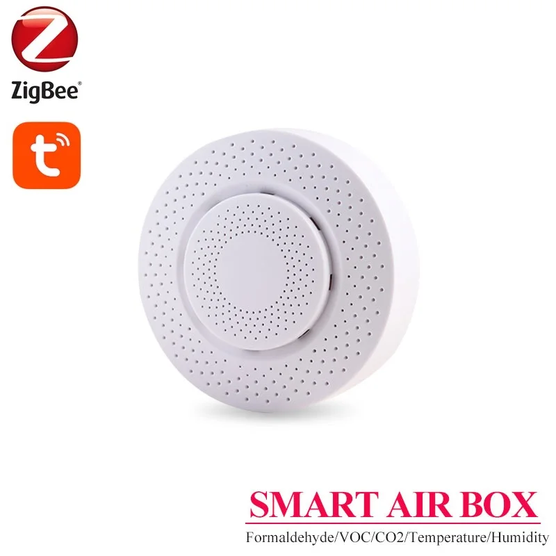 

ZIGBEE 3.0 Tuya Smart Air Box Formaldehyde VOC Carbon Dioxide Temperature Humidity Sensor Home Automation Linkage Alarm Detector