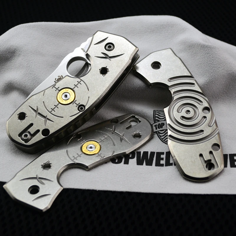 1 piece Titanium Alloy Handle Scale for SPYDERCO C158 Knife Accessories Patch |