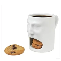 creative eating cake cup face breakfast milk mug face shape ceramic coffee cup face cookie toast cartoon children gift office