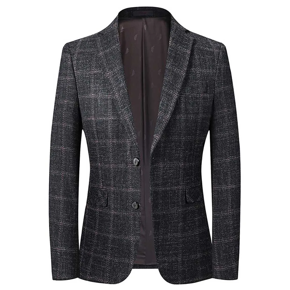 Мужской Блейзер в клетку повседневный облегающий пиджак Корейском стиле |