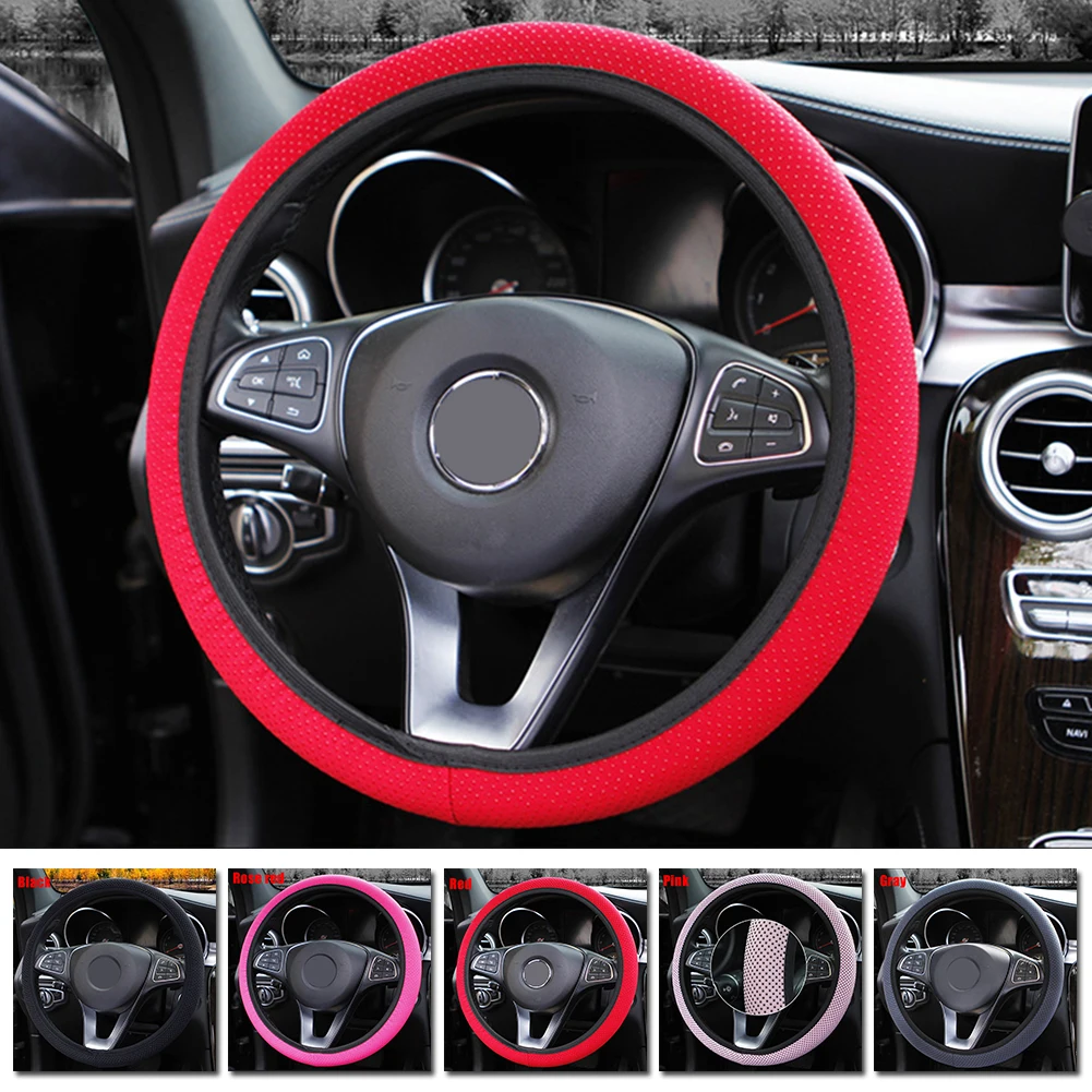 

1pcs car Steering Wheel Cover Universal Knitted fabric Interior Anti-Slip Protector for 37-38CM round D shape steering wheel