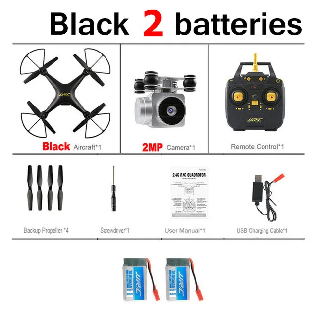 black 2B JJRC H68 720P Wifi FPV RC Дрон с камерой Квадрокоптер высота Дрон держать Безголовый режим вертолет Профессиональный Квадрокоптер - Цвет: black 2B